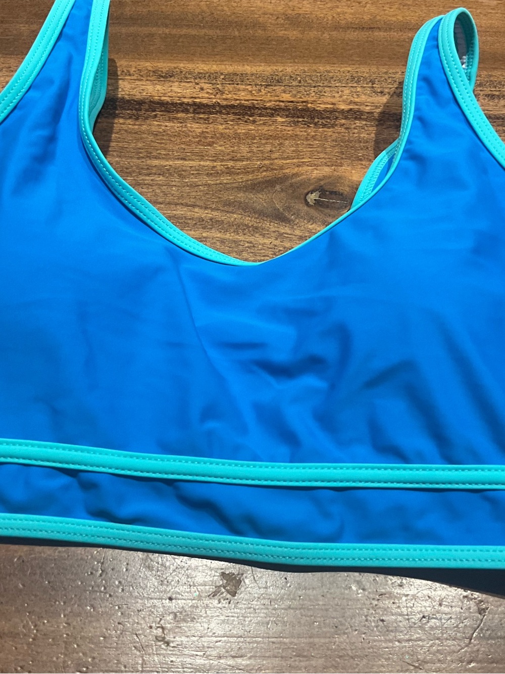 Women’s Blue Contrast-Trim Swim Top - Picture 3 of 6